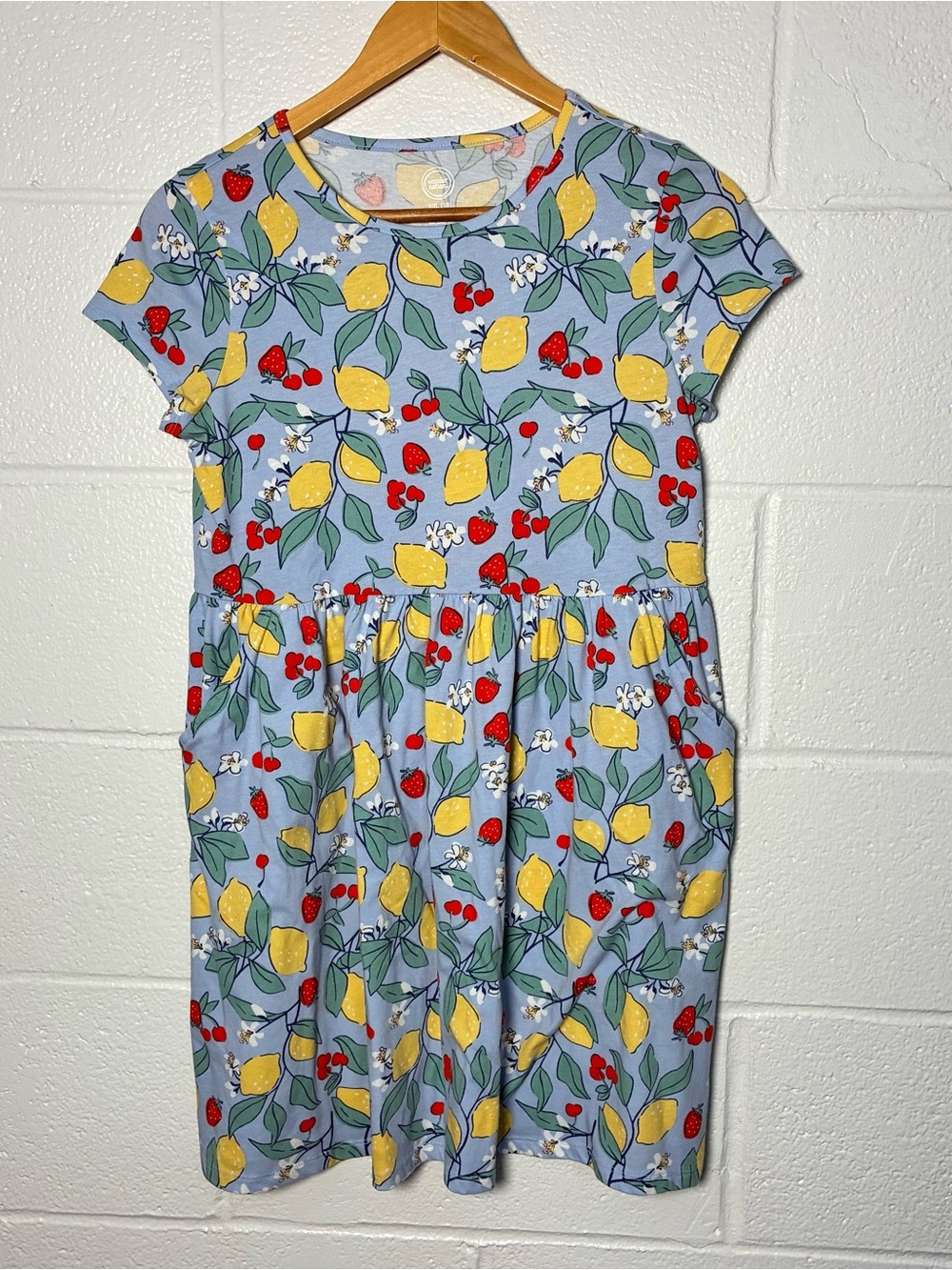wonder nation Blue Dress with Yellow Lemon & Red Cherry Print